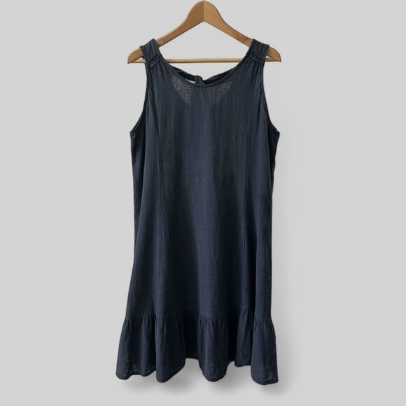 Terzo Millennio Linen Blend Dress Navy Blue Size Medium - Made In Italy - Picture 1 of 7